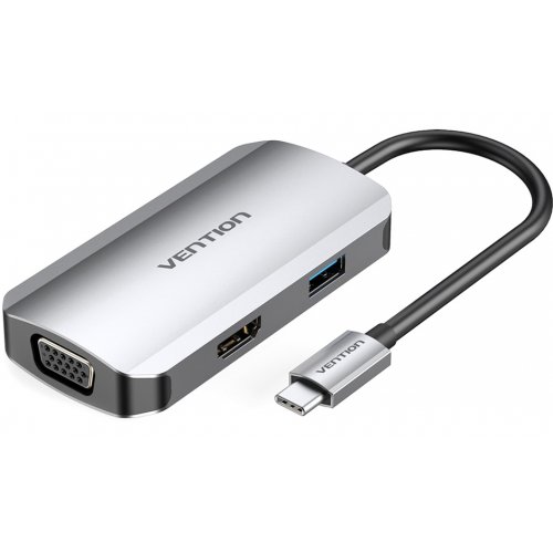 USB-хаб Vention USB Type-C 4 in 1 (TOAHB) Silver купить в Украине: Киев, Днепр, Харьков, Одесса  | Низкая цена, отзывы, характеристики от TELEMART фото
