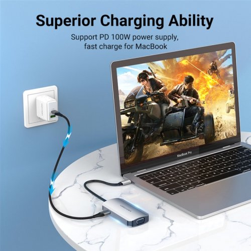 USB-хаб Vention USB Type-C 4 in 1 (TOAHB) Silver купить в Украине: Киев, Днепр, Харьков, Одесса  | Низкая цена, отзывы, характеристики от TELEMART фото