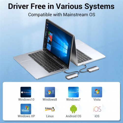 USB-хаб Vention USB Type-C 4 in 1 (TOAHB) Silver купить в Украине: Киев, Днепр, Харьков, Одесса  | Низкая цена, отзывы, характеристики от TELEMART фото