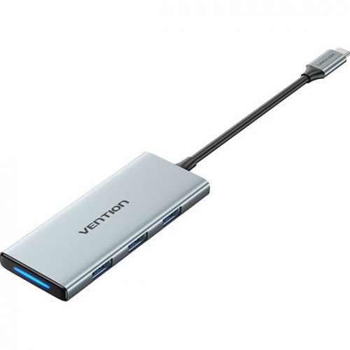 USB-хаб Vention USB Type-C 7 in 1 (TOPHB) Grey купить в Украине: Киев, Днепр, Харьков, Одесса  | Низкая цена, отзывы, характеристики от TELEMART фото