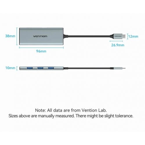 USB-хаб Vention USB Type-C 7 in 1 (TOPHB) Grey купить в Украине: Киев, Днепр, Харьков, Одесса  | Низкая цена, отзывы, характеристики от TELEMART фото