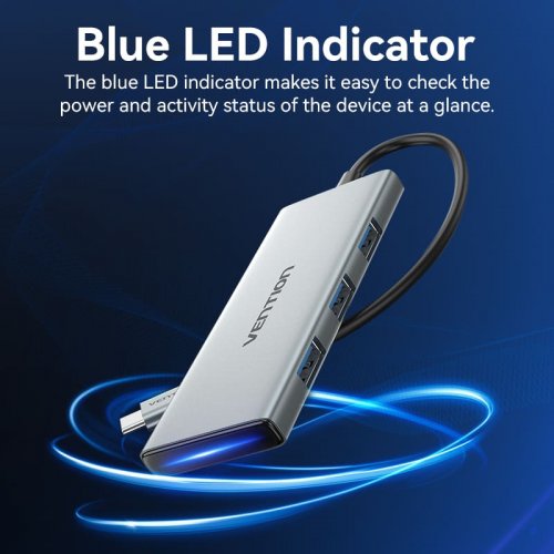 USB-хаб Vention USB Type-C 7 in 1 (TOPHB) Grey купить в Украине: Киев, Днепр, Харьков, Одесса  | Низкая цена, отзывы, характеристики от TELEMART фото