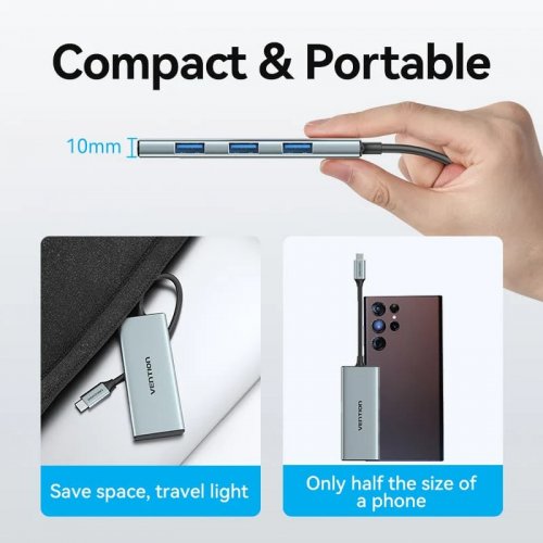 USB-хаб Vention USB Type-C 7 in 1 (TOPHB) Grey купить в Украине: Киев, Днепр, Харьков, Одесса  | Низкая цена, отзывы, характеристики от TELEMART фото