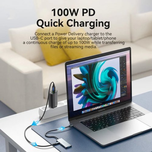 USB-хаб Vention USB Type-C 7 in 1 (TOPHB) Grey купить в Украине: Киев, Днепр, Харьков, Одесса  | Низкая цена, отзывы, характеристики от TELEMART фото