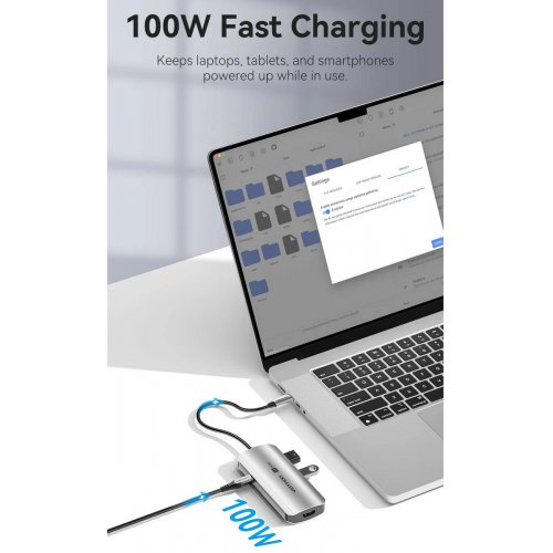 USB-хаб Vention USB Type-C 5 in 1 (TQDHB) Grey купить в Украине: Киев, Днепр, Харьков, Одесса  | Низкая цена, отзывы, характеристики от TELEMART фото