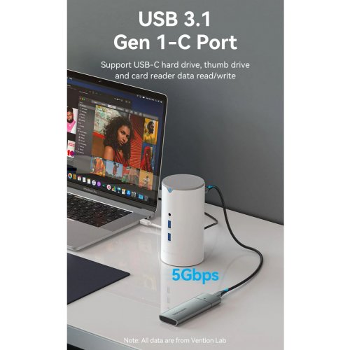 Док-станція Vention USB Type-C 12 in 1 (TPHWC-EU) White купити в Україні: Київ, Львів, Хмельницький, Тернопіль, Івано-Франківськ | Низька ціна, відгуки, характеристики від TELEMART фото