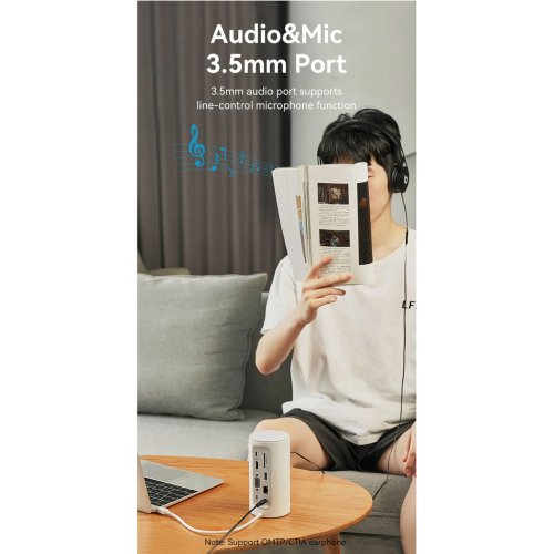 Док-станція Vention USB Type-C 12 in 1 (TPHWC-EU) White купити в Україні: Київ, Львів, Хмельницький, Тернопіль, Івано-Франківськ | Низька ціна, відгуки, характеристики від TELEMART фото