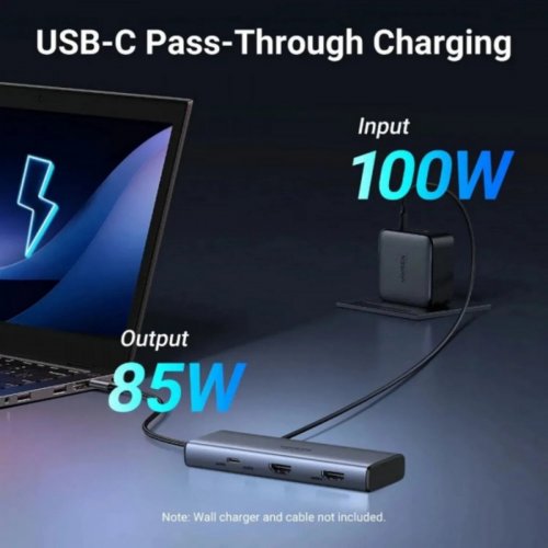 USB-хаб Ugreen CM498 USB Type-C 7 in 1 (45379) Grey купить в Украине: Киев, Днепр, Харьков, Одесса  | Низкая цена, отзывы, характеристики от TELEMART фото