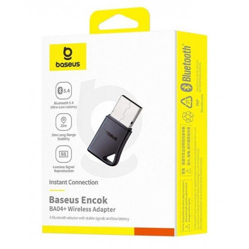 Bluetooth адаптер Baseus BA04+ (A10082600121-00) Black купити в Україні: Київ, Львів, Хмельницький, Тернопіль, Івано-Франківськ | Низька ціна, відгуки, характеристики від TELEMART фото