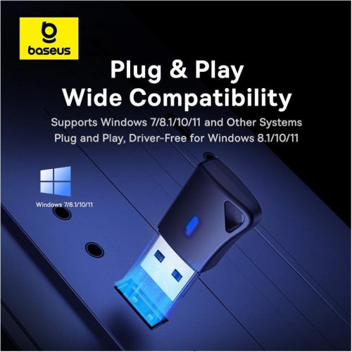 Bluetooth адаптер Baseus BA04+ (A10082600121-00) Black купити в Україні: Київ, Львів, Хмельницький, Тернопіль, Івано-Франківськ | Низька ціна, відгуки, характеристики від TELEMART фото