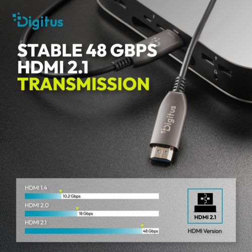 Кабель Digitus HDMI to HDMI AOC Hybrid-Fiber 8K 10m (AK-330126-100-S) Black купить в Украине: Киев, Днепр, Харьков, Одесса  | Низкая цена, отзывы, характеристики от TELEMART фото