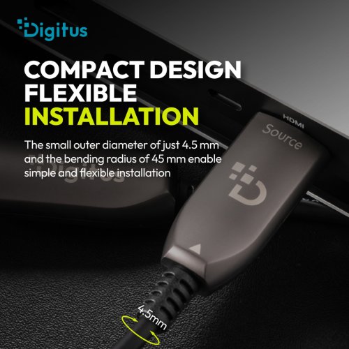 Кабель Digitus HDMI to HDMI AOC Hybrid-Fiber 8K 15m (AK-330126-150-S) Black купить в Украине: Киев, Днепр, Харьков, Одесса  | Низкая цена, отзывы, характеристики от TELEMART фото