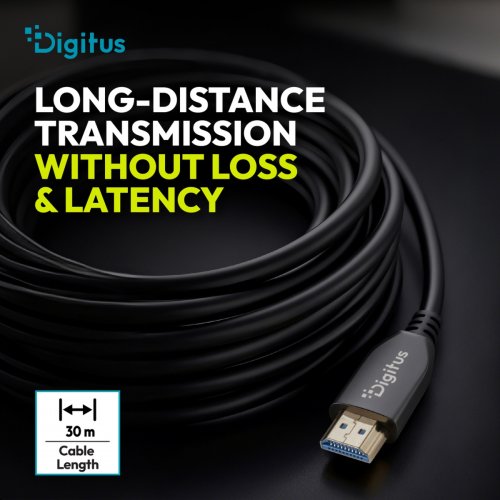 Кабель Digitus HDMI to HDMI AOC Hybrid-Fiber 8K 30m (AK-330126-300-S) Black купить в Украине: Киев, Днепр, Харьков, Одесса  | Низкая цена, отзывы, характеристики от TELEMART фото