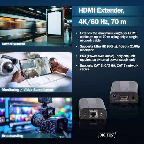 Комплект устройств ретранслятора Digitus HDMI 4K (DS-55204) Black купить в Украине: Киев, Днепр, Харьков, Одесса  | Низкая цена, отзывы, характеристики от TELEMART фото