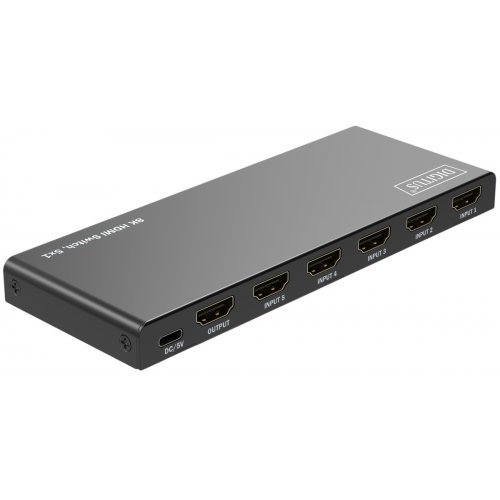 Видеокоммутатор Digitus HDMI Switch 5x1 8K (DS-55334) Black купить в Украине: Киев, Днепр, Харьков, Одесса  | Низкая цена, отзывы, характеристики от TELEMART фото