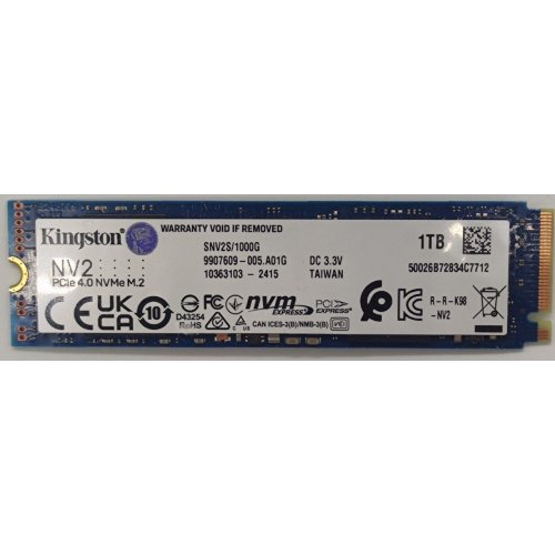 Ssd-диск Kingston NV2 3D NAND 1TB M.2 (2280 PCI-E) NVMe x4 (SNV2S/1000G) (Відновлено продавцем, 877389) купити в Україні: Київ, Львів, Хмельницький, Тернопіль, Івано-Франківськ | Перевірка сумісності, низька ціна, відгуки, характеристики від TELEMART фото