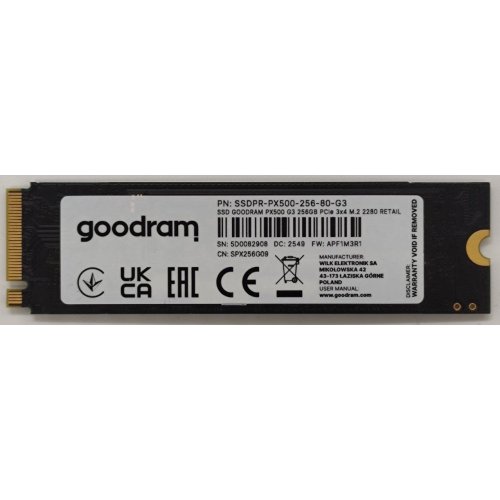 Ssd-диск GoodRAM PX500 Gen.3 3D NAND 256GB M.2 (2280 PCI-E) NVMe x4 (SSDPR-PX500-256-80-G3) (Відновлено продавцем, 877395) купити в Україні: Київ, Львів, Хмельницький, Тернопіль, Івано-Франківськ | Перевірка сумісності, низька ціна, відгуки, характеристики від TELEMART фото