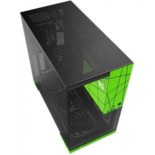 Корпус Geometric Future Model 5F Glass без БЖ (GEO-M5F-BNV) Black/Green купити в Україні: Київ, Львів, Хмельницький, Тернопіль, Івано-Франківськ | Перевірка сумісності, низька ціна, відгуки, характеристики від TELEMART фото