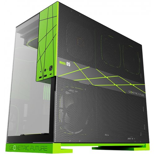Корпус Geometric Future Model 5F Glass без БЖ (GEO-M5F-BNV) Black/Green купити в Україні: Київ, Львів, Хмельницький, Тернопіль, Івано-Франківськ | Перевірка сумісності, низька ціна, відгуки, характеристики від TELEMART фото