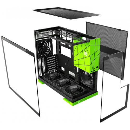 Корпус Geometric Future Model 5F Glass без БЖ (GEO-M5F-BNV) Black/Green купити в Україні: Київ, Львів, Хмельницький, Тернопіль, Івано-Франківськ | Перевірка сумісності, низька ціна, відгуки, характеристики від TELEMART фото