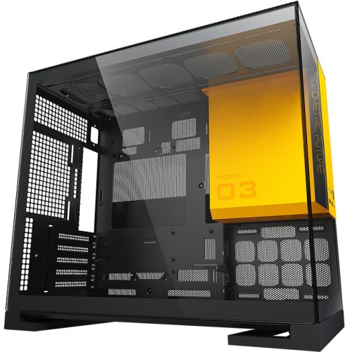 Корпус Geometric Future Model 3 Glass без БП (GEO-M3-BY) Black/Yellow купить в Украине: Киев, Днепр, Харьков, Одесса  | Проверка совместимости, низкая цена, отзывы, характеристики от TELEMART фото