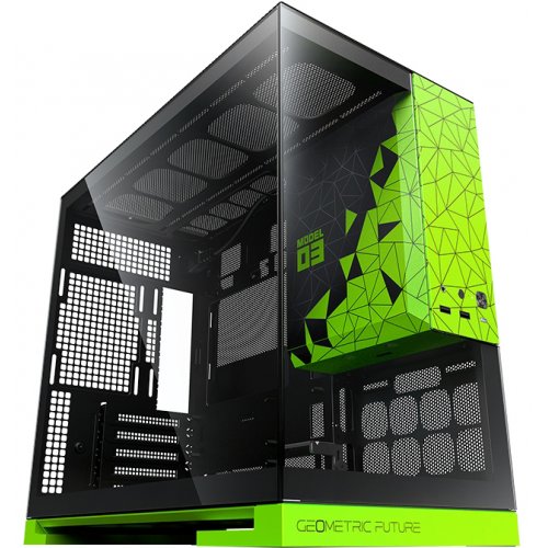 Корпус Geometric Future Model 3 Glass без БП (GEO-M3-BNV) Black/Green купить в Украине: Киев, Днепр, Харьков, Одесса  | Проверка совместимости, низкая цена, отзывы, характеристики от TELEMART фото