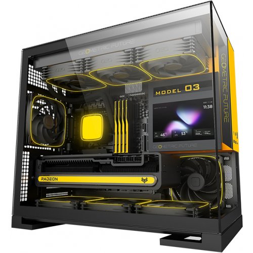 Корпус Geometric Future Model 3F Glass без БЖ (GEO-M3F-BY) Black/Yellow купити в Україні: Київ, Львів, Хмельницький, Тернопіль, Івано-Франківськ | Перевірка сумісності, низька ціна, відгуки, характеристики від TELEMART фото