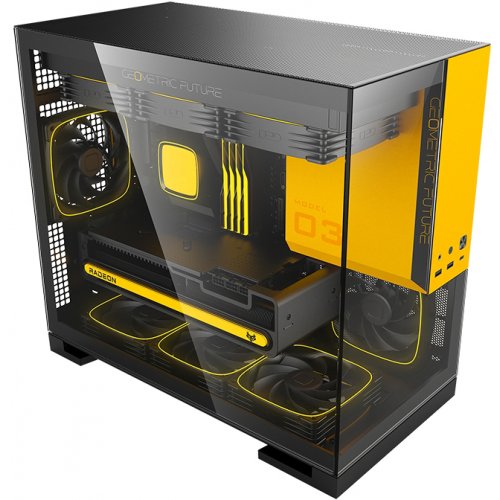 Корпус Geometric Future Model 3F Glass без БЖ (GEO-M3F-BY) Black/Yellow купити в Україні: Київ, Львів, Хмельницький, Тернопіль, Івано-Франківськ | Перевірка сумісності, низька ціна, відгуки, характеристики від TELEMART фото