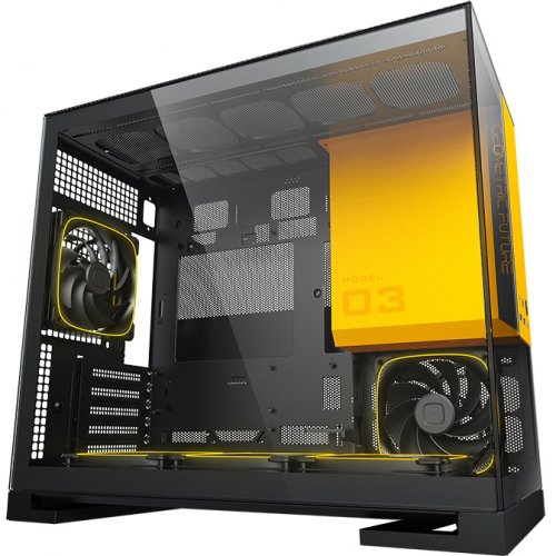 Корпус Geometric Future Model 3F Glass без БЖ (GEO-M3F-BY) Black/Yellow купити в Україні: Київ, Львів, Хмельницький, Тернопіль, Івано-Франківськ | Перевірка сумісності, низька ціна, відгуки, характеристики від TELEMART фото