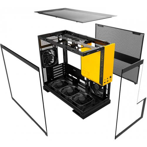Корпус Geometric Future Model 3F Glass без БЖ (GEO-M3F-BY) Black/Yellow купити в Україні: Київ, Львів, Хмельницький, Тернопіль, Івано-Франківськ | Перевірка сумісності, низька ціна, відгуки, характеристики від TELEMART фото