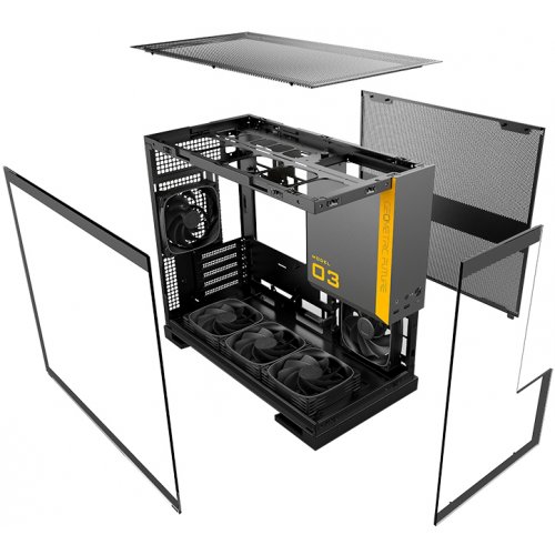 Корпус Geometric Future Model 3F Glass без БЖ (GEO-M3F-BG) Black/Grey купити в Україні: Київ, Львів, Хмельницький, Тернопіль, Івано-Франківськ | Перевірка сумісності, низька ціна, відгуки, характеристики від TELEMART фото