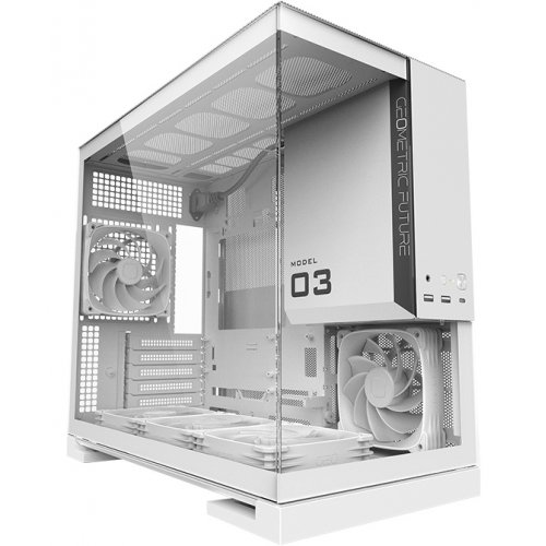 Корпус Geometric Future Model 3F Glass без БЖ (GEO-M3F-W) White купити в Україні: Київ, Львів, Хмельницький, Тернопіль, Івано-Франківськ | Перевірка сумісності, низька ціна, відгуки, характеристики від TELEMART фото