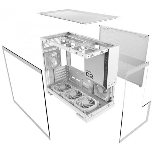 Корпус Geometric Future Model 3F Glass без БЖ (GEO-M3F-W) White купити в Україні: Київ, Львів, Хмельницький, Тернопіль, Івано-Франківськ | Перевірка сумісності, низька ціна, відгуки, характеристики від TELEMART фото