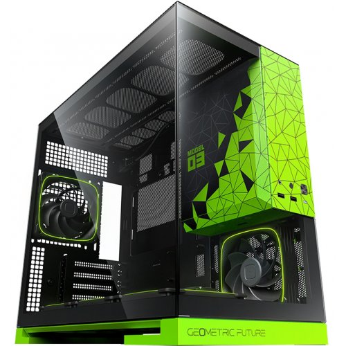 Корпус Geometric Future Model 3F Glass без БЖ (GEO-M3F-BNV) Black/Green купити в Україні: Київ, Львів, Хмельницький, Тернопіль, Івано-Франківськ | Перевірка сумісності, низька ціна, відгуки, характеристики від TELEMART фото