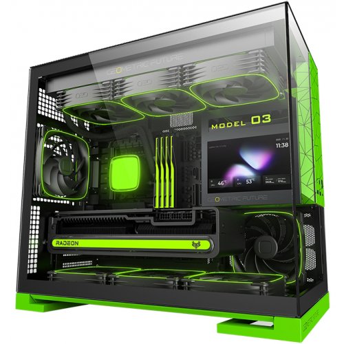 Корпус Geometric Future Model 3F Glass без БЖ (GEO-M3F-BNV) Black/Green купити в Україні: Київ, Львів, Хмельницький, Тернопіль, Івано-Франківськ | Перевірка сумісності, низька ціна, відгуки, характеристики від TELEMART фото