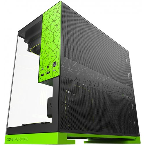 Корпус Geometric Future Model 3F Glass без БЖ (GEO-M3F-BNV) Black/Green купити в Україні: Київ, Львів, Хмельницький, Тернопіль, Івано-Франківськ | Перевірка сумісності, низька ціна, відгуки, характеристики від TELEMART фото
