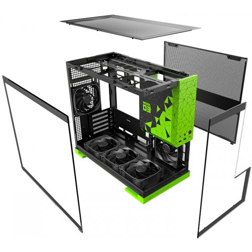 Корпус Geometric Future Model 3F Glass без БЖ (GEO-M3F-BNV) Black/Green купити в Україні: Київ, Львів, Хмельницький, Тернопіль, Івано-Франківськ | Перевірка сумісності, низька ціна, відгуки, характеристики від TELEMART фото