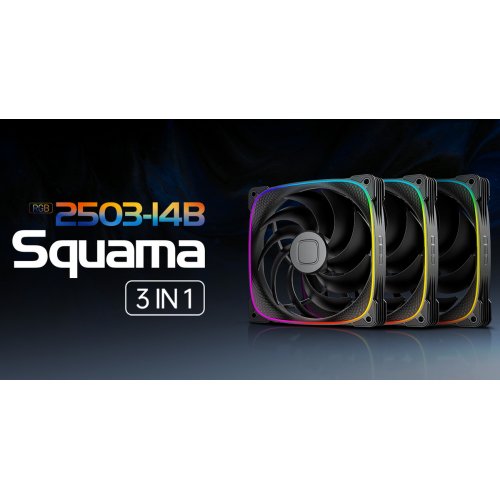 Набір кулерів для корпусу Geometric Future Squama 2503 140mm ARGB Triple Pack (GEO-S2503B-14T) Black купити в Україні: Київ, Львів, Хмельницький, Тернопіль, Івано-Франківськ | Перевірка сумісності, низька ціна, відгуки, характеристики від TELEMART фото