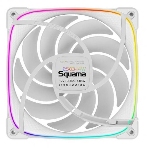 Кулер для корпуса Geometric Future Squama 2503 140mm ARGB (GEO-S2503W-14S) White купити в Україні: Київ, Львів, Хмельницький, Тернопіль, Івано-Франківськ | Перевірка сумісності, низька ціна, відгуки, характеристики від TELEMART фото