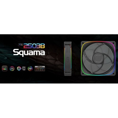 Кулер для корпуса Geometric Future Squama 2503 120mm ARGB (GEO-S2503W-1) White купити в Україні: Київ, Львів, Хмельницький, Тернопіль, Івано-Франківськ | Перевірка сумісності, низька ціна, відгуки, характеристики від TELEMART фото