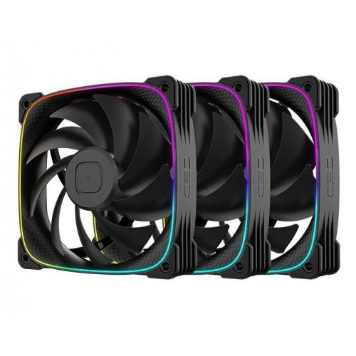 Набір кулерів для корпусу Geometric Future Squama 3003 120mm ARGB Triple Pack (GEO-S3003B-12T) Black купити в Україні: Київ, Львів, Хмельницький, Тернопіль, Івано-Франківськ | Перевірка сумісності, низька ціна, відгуки, характеристики від TELEMART фото