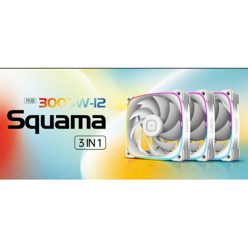 Набір кулерів для корпусу Geometric Future Squama 3003 120mm ARGB Triple Pack (GEO-S3003W-12T) White купити в Україні: Київ, Львів, Хмельницький, Тернопіль, Івано-Франківськ | Перевірка сумісності, низька ціна, відгуки, характеристики від TELEMART фото