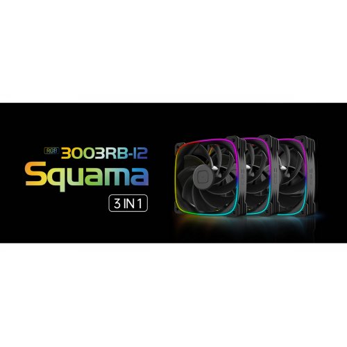 Набір кулерів для корпусу Geometric Future Squama 3003 120mm ARGB Reverse Triple Pack (GEO-S3003RB-12T) Black купити в Україні: Київ, Львів, Хмельницький, Тернопіль, Івано-Франківськ | Перевірка сумісності, низька ціна, відгуки, характеристики від TELEMART фото