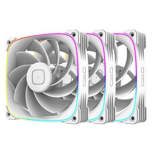 Набір кулерів для корпусу Geometric Future Squama 3003 120mm ARGB Reverse Triple Pack (GEO-S3003RW-12T) White купити в Україні: Київ, Львів, Хмельницький, Тернопіль, Івано-Франківськ | Перевірка сумісності, низька ціна, відгуки, характеристики від TELEMART фото