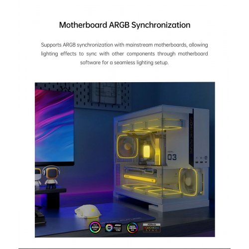 Набір кулерів для корпусу Geometric Future Squama 3003 120mm ARGB Reverse Triple Pack (GEO-S3003RW-12T) White купити в Україні: Київ, Львів, Хмельницький, Тернопіль, Івано-Франківськ | Перевірка сумісності, низька ціна, відгуки, характеристики від TELEMART фото