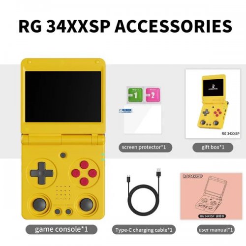 Портативна ігрова консоль Anbernic RG 34XXSP 64GB Yellow купити в Україні: Київ, Львів, Хмельницький, Тернопіль, Івано-Франківськ | Низька ціна, відгуки, характеристики від TELEMART фото