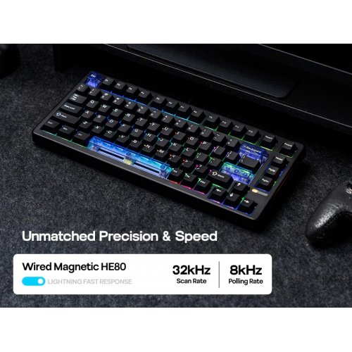 Клавіатура EPOMAKER HE80 RGB Magnetic MagneX Switch (HE80-W-M-UA) White купити в Україні: Київ, Львів, Хмельницький, Тернопіль, Івано-Франківськ | Низька ціна, відгуки, характеристики від TELEMART фото