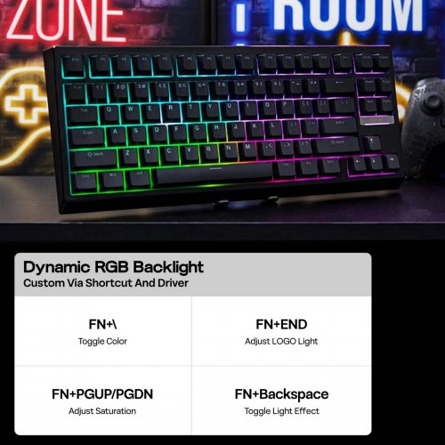 Клавіатура EPOMAKER G84 RGB Mechanical Creamy Jade Switch WIireless (G84-W-CJ-UA) White купити в Україні: Київ, Львів, Хмельницький, Тернопіль, Івано-Франківськ | Низька ціна, відгуки, характеристики від TELEMART фото