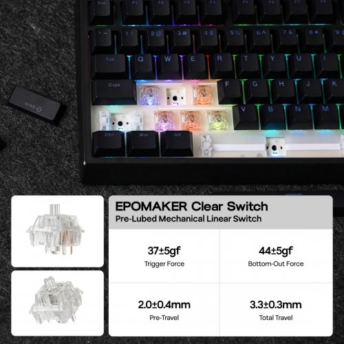 Клавіатура EPOMAKER G84 RGB Mechanical Creamy Jade Switch WIireless (G84-W-CJ-UA) White купити в Україні: Київ, Львів, Хмельницький, Тернопіль, Івано-Франківськ | Низька ціна, відгуки, характеристики від TELEMART фото
