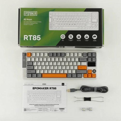 Клавіатура EPOMAKER RT85 RGB Mechanical Wisteria V2 Linear Switch Wireless (RT85-WG-WL2-UA) White/Grey купити в Україні: Київ, Львів, Хмельницький, Тернопіль, Івано-Франківськ | Низька ціна, відгуки, характеристики від TELEMART фото